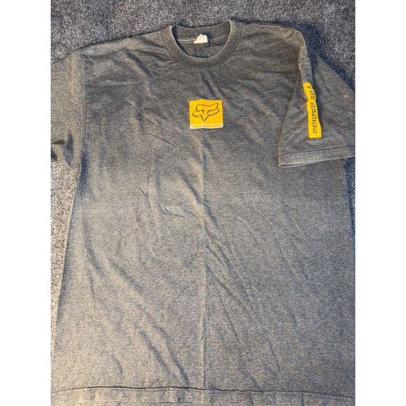 Fox Tee Shirt Men's XL Gray Solid Cotton Short Sleeve Crew Neck Spell‎ Out Logo - Picture 1 of 8